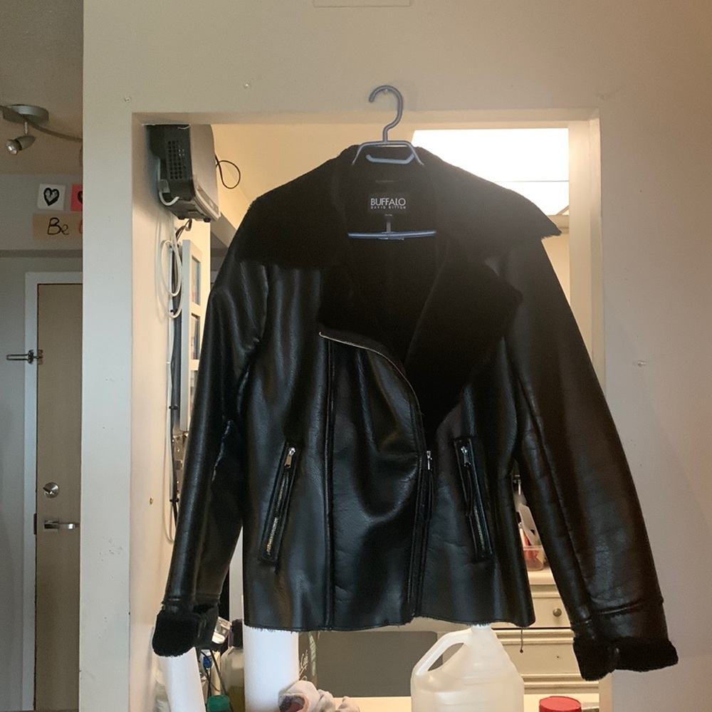 Faux leather faux fur lined biker style jacket by Buffalo